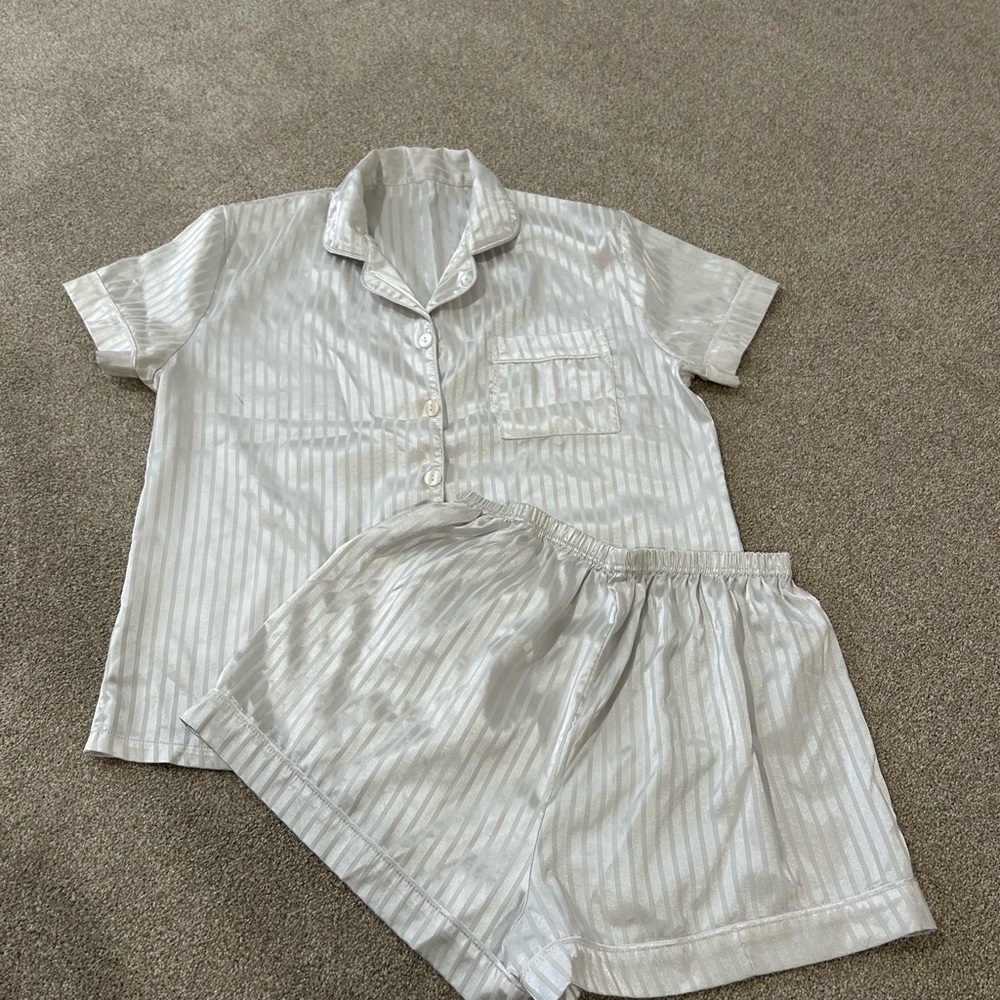 Chic Striped Satin Pajama Set